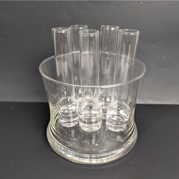 Clear Ridged Glass Tumblers Elegant Dining Drinkware - Picture 1 of 6